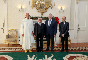 H.E. Mr. Lahcen Mahraoui, Ambassador of the Kingdom of Morocco, President Higgins, Mr. Pat Breen, T.D, Minister of State and Mr. Rachid Seghrouchni, Minister Plenipotentiary and Deputy Head of Mission.