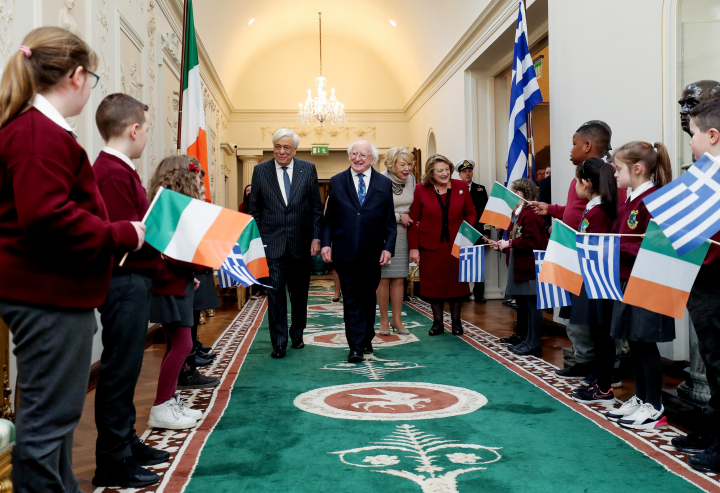 President welcomes H.E. Mr. Prokopios Pavlopoulos, President of the Hellenic Republic and Mrs. Vlassia Pavlopoulou