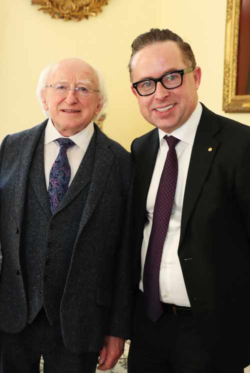 The President welcomed Qantas CEO Mr. Alan Joyce to Áras an Uachtaráin