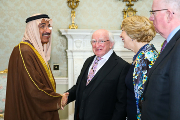 The United Arab Emirates Ambassador H.E Dr. Saeed Mohammed Al-Shamsi, President Michael D. Higgins, his wife Sabina Higgins and Minister for Foreign Affairs Charlie Flanagan