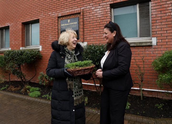Sabina presents bowls of shamrocks to a number of prisons in Dublin