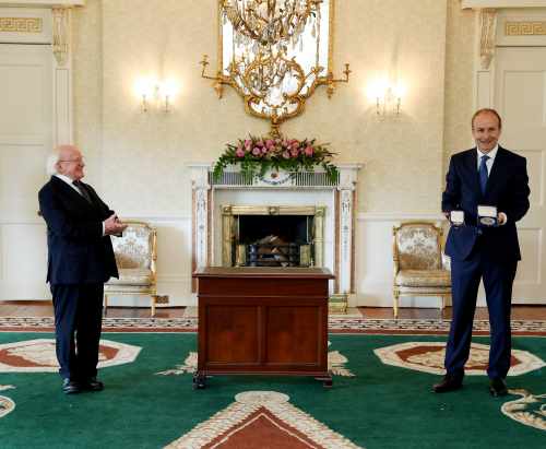 President Higgins presents Taoiseach with Seal of Office