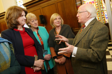 Marge Almqvist,President Michael D.Higgins,Tanaiste Joan Burton and Minister for Arts,Heritage and the Gaeltacht Heather Humphreys TD