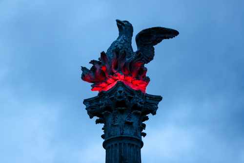 Sabina attends a ceremony “Lighting up the Phoenix Column”