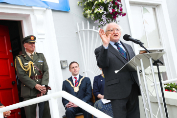 President Higgins speaking to an audience of members of the Community at Shanganagh Park House