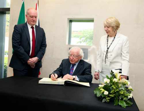 President and Sabina sign book of condolences at British Embassy