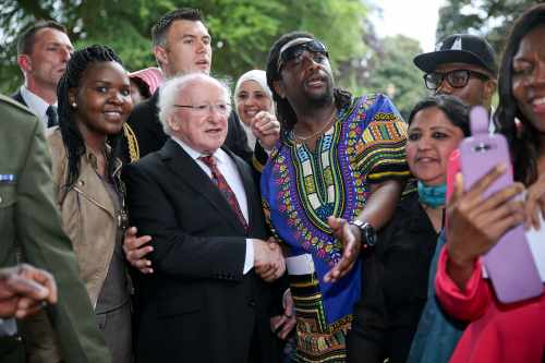 Pic shows President Higgins and his wife Sabina as they mingle with Guests in the grounds of Aras An Uachtarain