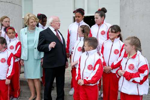 Pic shows President Higgins and his wife Sabina meeting with members of Masamba Samba Band