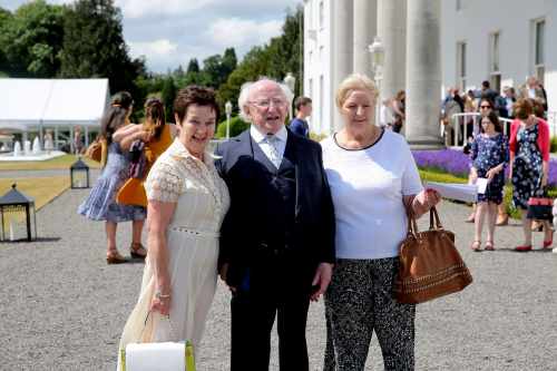 Pic shows President Higgins as he meets with Carmel Daly and Marie Power from Cork