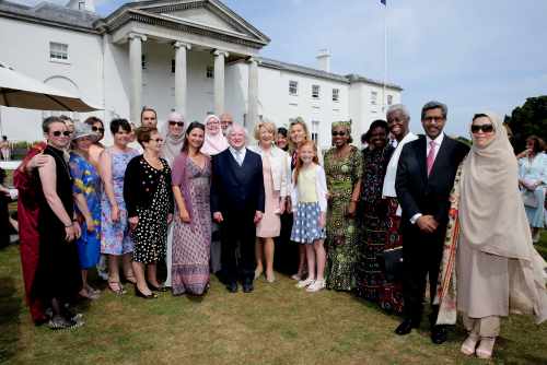 Pic shows President Higgins and his wife Sabina pictured with Sisters of Faith for Peace