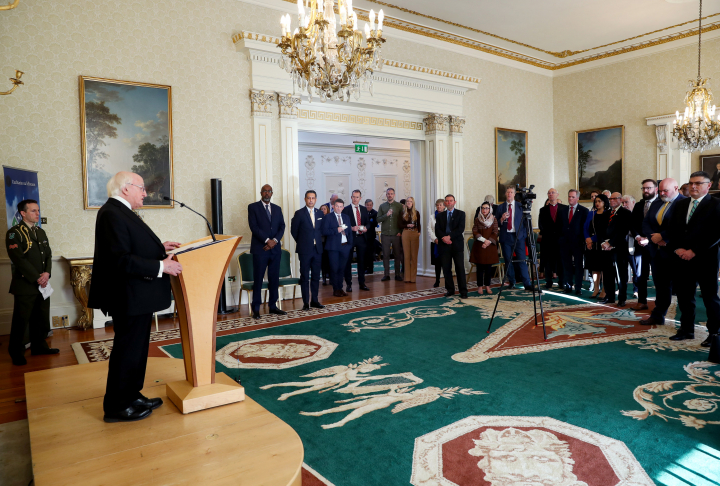 President hosts a reception for a group of United Nations Permanent Representatives visiting Ireland