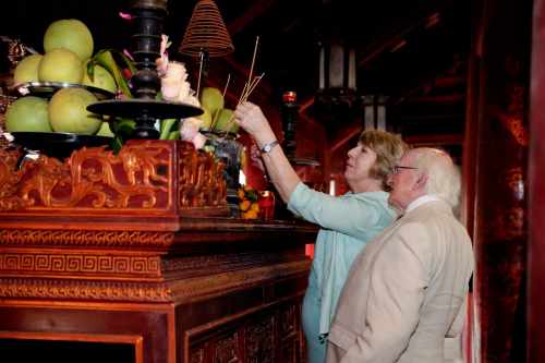 President & Sabina visit the Temple of Literature in Hanoi, Vietnam