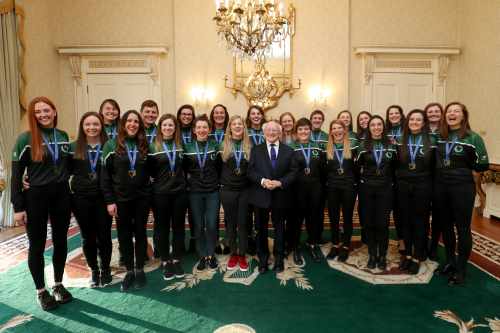 President receives the Irish Women’s Ultimate Frisbee European Championship Winners