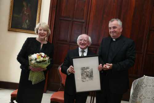 Sabina Higgins, President Higgins and Msgr, Ciarán O’Carrol, Rector at the Pontifical Irish College