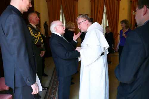 President Higgins meeting Father Thomas McCarthy, Prior, Dominican Fathers at the Pontifical Irish College