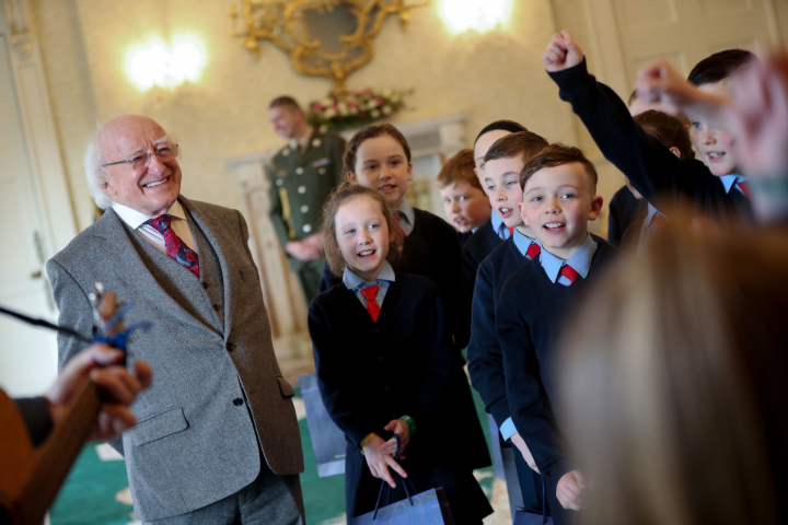 President receives Pupils from Ballinderry National School, Corofin, Tuam, Co. Galway