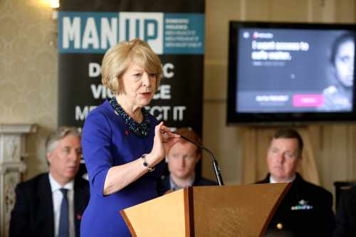 Sabina Higgins speaking at the He for She Campaign and MAN UP Campaign.