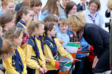 Pic shows Ms Daniela Schadt as she meets children from the brownies from Dunshaughlin