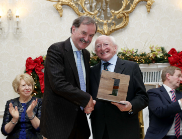 Garret Fitzgerald with his award in the Science, Technology and Innovation category