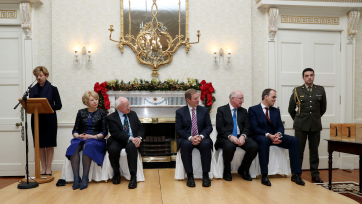Olivia O’Leary, Sabina Higgins, President Higgins, Taoiseach Enda Kenny, Charlie Flanagan, Minister for Foreign Affairs and Trade and Joe McHugh, Minister of State