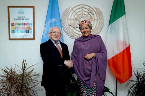 President Higgins meeting with H.E. Amina Mohammed Deputy Secretary of the United Nations at the UN General assembly in New York