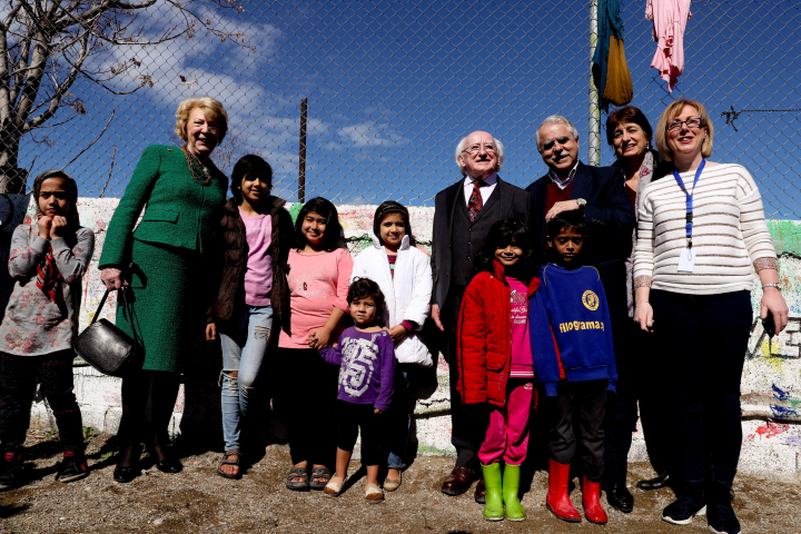 President and Sabina visit a Refugee Camp