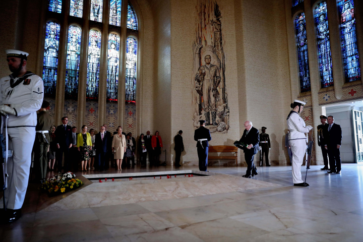 President and Sabina attend a wreath-laying ceremony at the Australian War Memorial