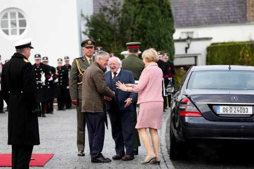 President Higgins and his wife Sabina Higgins greeted by Richard Bruton TD, Minister of Education and Skills