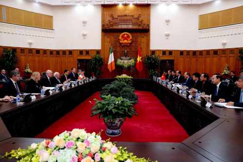 President Higgins meeting with Prime Minister Mr Nguyen Xuan Phuc at Government House in the city of Hanoi