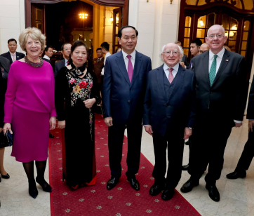 President Higgins, Sabina, Minister for Foreign Affairs and Trade Charlie Flannagan  President Of The Socialist Republic Of Vietnam H.E. Tran Dai Quang and Ms Nguyen Thi Hien