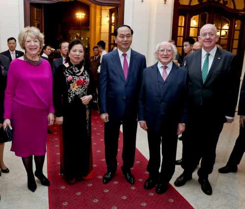 President Higgins, Sabina, Minister for Foreign Affairs and Trade Charlie Flannagan  President Of The Socialist Republic Of Vietnam H.E. Tran Dai Quang and Ms Nguyen Thi Hien