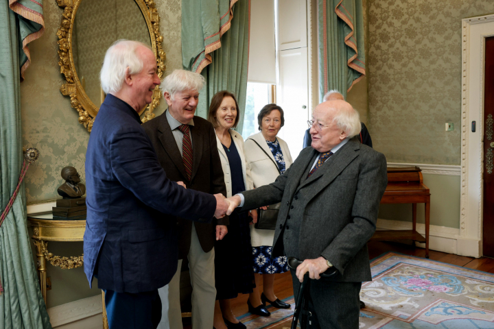 President receives Mr. John F. Ryan, Prof. Tadhg Foley, Prof. Luke Gibbons and Prof. Terry Eagleton on a Courtesy Call