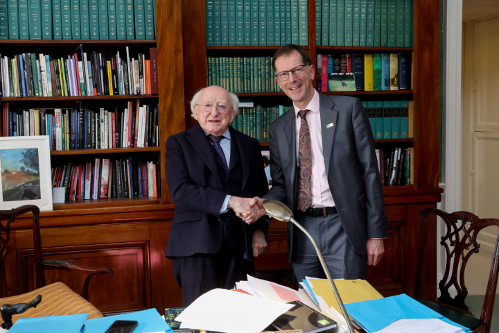 President receives the President of the University of Galway, Mr David Burn, on a Courtesy Call