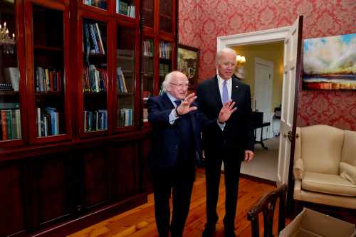 President Higgins meeting with Former Vice President of the US Joe Biden on a courtesy call to Aras An Uachtarain