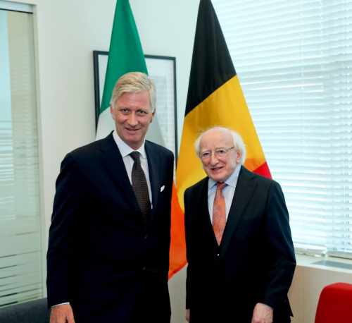 President Higgins meeting with KING Philippe of Belgium after he gave his address in the UN General Assembly Hall on Peacebuilding and Sustaining Peace