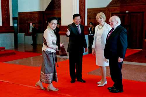 President Higgins and his wife Sabina with Prime Minister Mr Thongloun Sisoulith  and his wife Naly Sisoulith