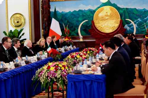 President Higgins with H.E. Mr Bounnhang Vorachith President of of the Lao PDR during Bilateral meeting