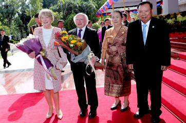 President Higgins and Sabina with H.E. Mr Bounnhang Vorachith President of of the Lao PDR and his wife Ms Khammeuang Vorachith