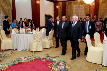 President Higgins and H.E. Mr Bounnhang Vorachith President at the State Dinner held in their Honour