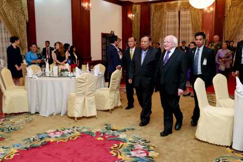 President Higgins and H.E. Mr Bounnhang Vorachith President at the State Dinner held in their Honour