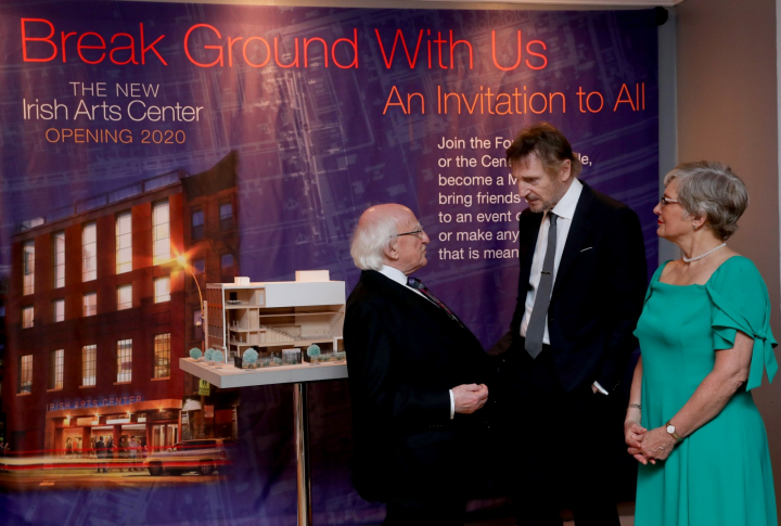 President visits site of future Irish Arts Center
