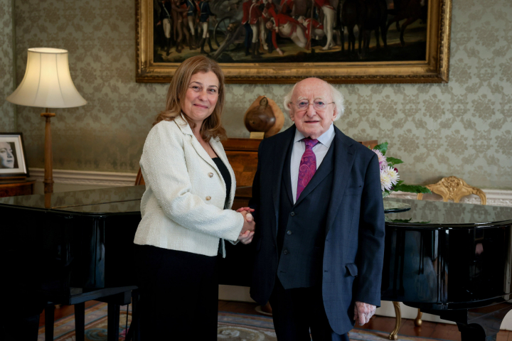 President receives H.E. Dr. Jilan Wahba Abdalmajid, Ambassador of Palestine, on a Courtesy Call