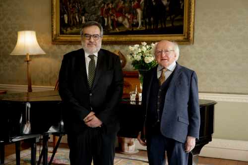 President Higgins receives H.E. Mr. Miguel de Almeida e Sousa, Ambassador of the Republic of Portugal, on a farewell courtesy call