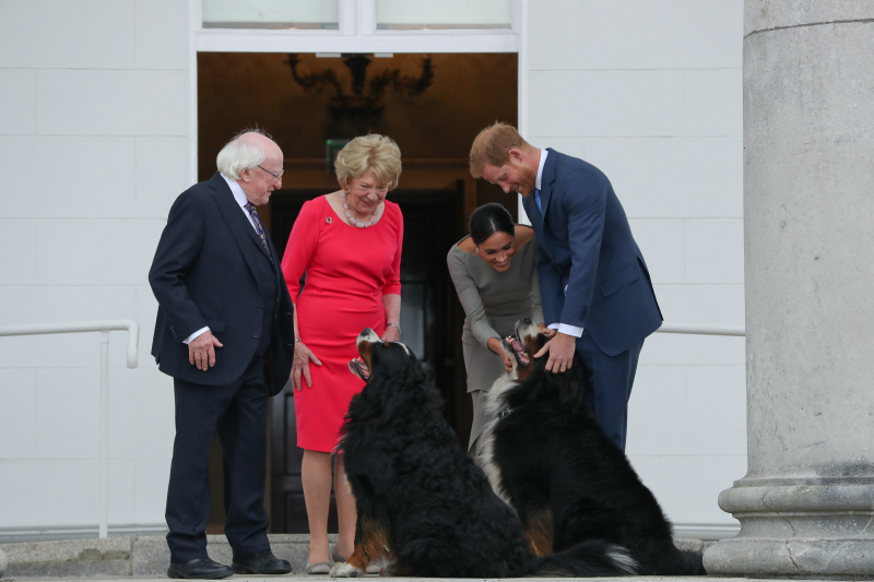 Bród and Síoda greet HRH Prince Harry ,The Duke of Sussex and HRH Ms. Meghan Markle The Duchess of Sussex 2018