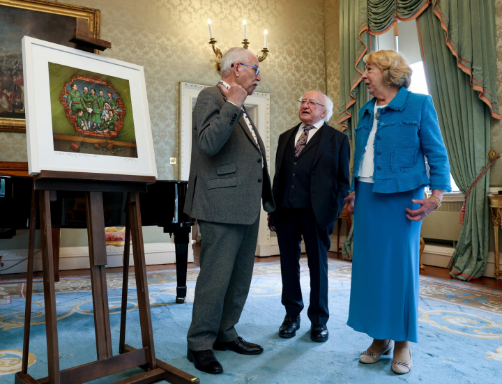 President Higgins receives Artist Robert Ballagh on a courtesy call