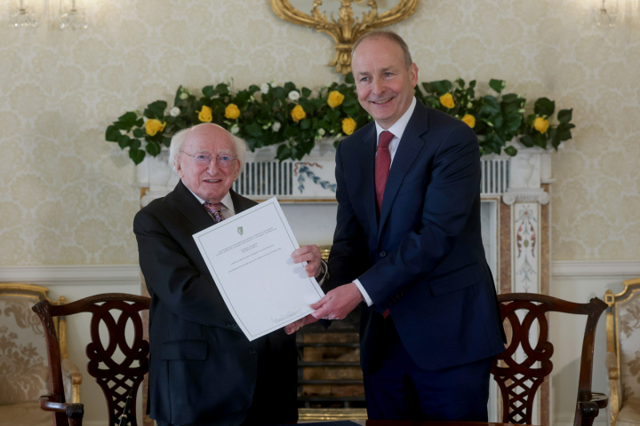 President Higgins appoints Micheál Martin as Taoiseach