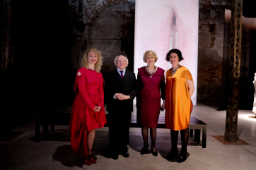 Irish artist Ms Jesse Jones and on right Ms Tessa Giblin Curator