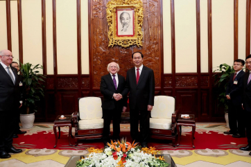 President Michael D. Higgins in the Presidential Palace with President of the Socialist Republic of Vietnam H.E. Tran Dai Quang 