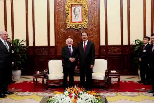 President Michael D. Higgins in the Presidential Palace with President of the Socialist Republic of Vietnam H.E. Tran Dai Quang 