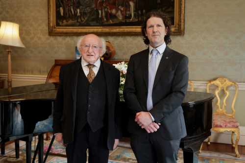 President receives Mr Julian de Spáinn, General Secretary of Conradh na Gaeilge, on a courtesy call